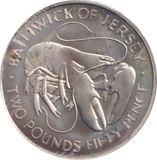 1972 SILVER BAILIWICK OF JERSEY TWO POUNDS FIFTY PENCE