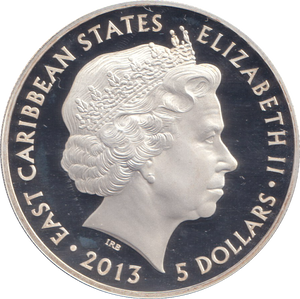 2013 SILVER PROOF 5 DOLLAR EAST CARIBBEAN STATES