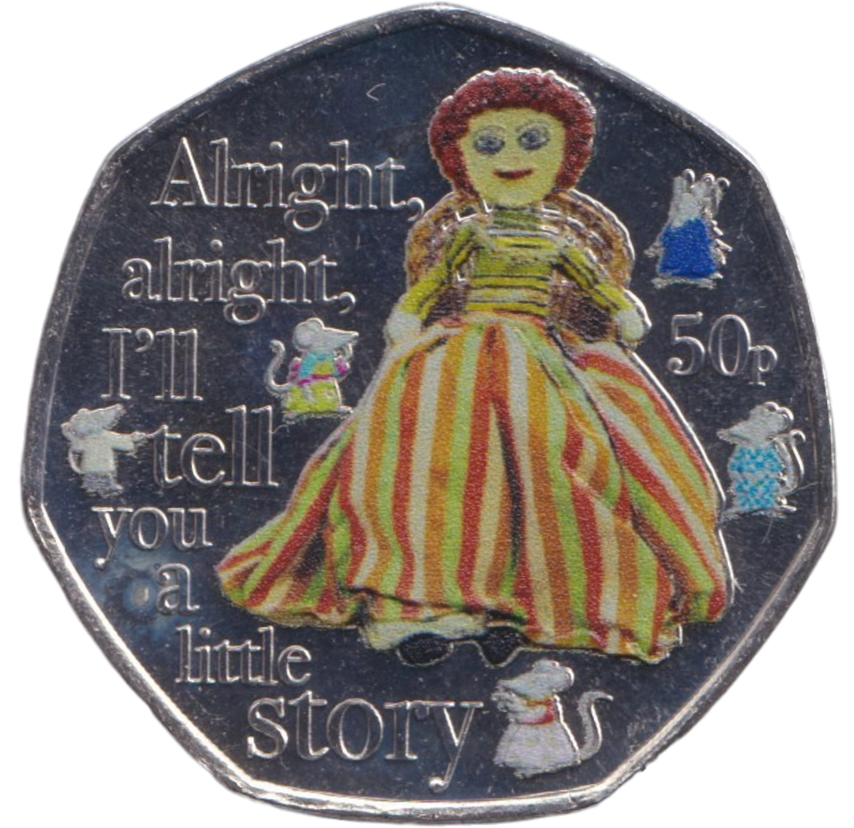 2024 COLOURED 50P BAGPUSS BU MADELINE THE RAG DOLL
