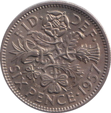 1957 SIXPENCE ( BU )
