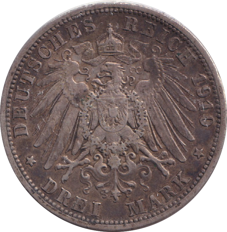 1910 SILVER 3 MARK GERMANY