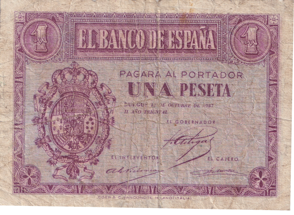 1937 1 PESTA SPAIN BANKNOTE REF-1862