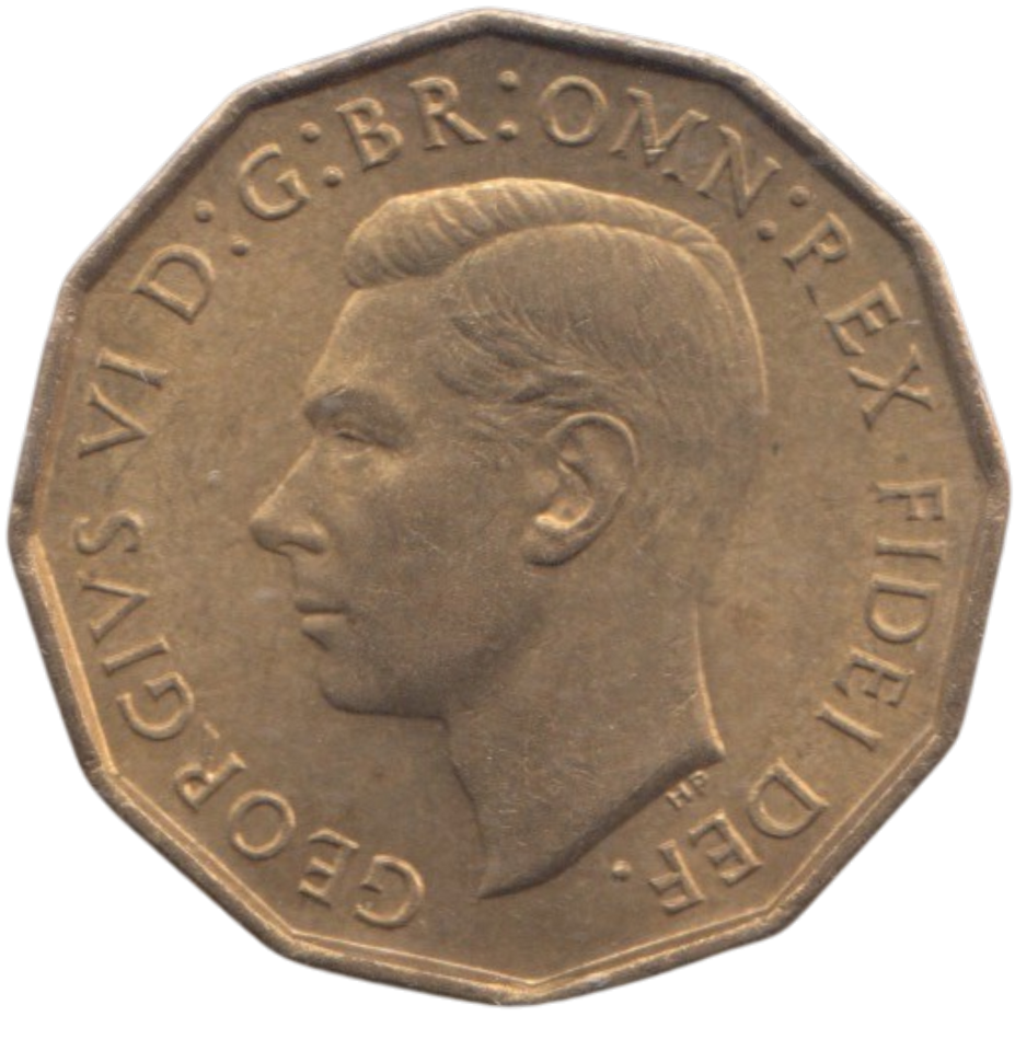 1951 BRASS THREEPENCE ( AUNC ) REF 1