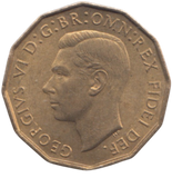 1951 BRASS THREEPENCE ( AUNC ) REF 1