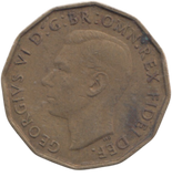 1949 BRASS THREEPENCE ( GVF ) REF 1