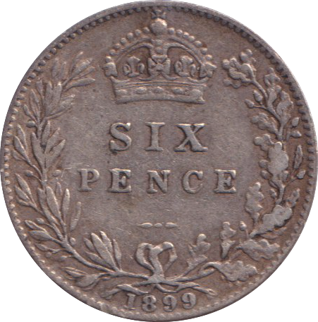 1899 SIXPENCE ( EF )