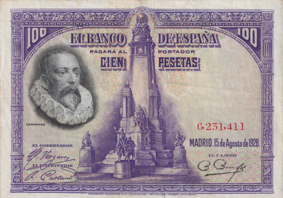 1928 100 PESTAS BANKNOTE SPAIN REF-1633