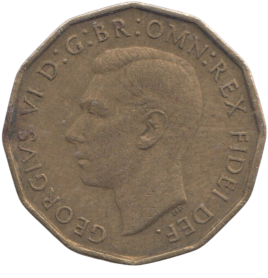 1949 BRASS THREEPENCE ( GVF ) REF 2