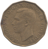 1949 BRASS THREEPENCE ( GVF ) REF 2