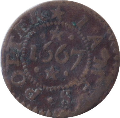 1667 CAMBRIDGE FARTHING TOKEN JAMES POTTER