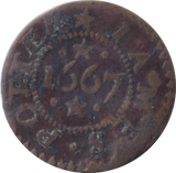 1667 CAMBRIDGE FARTHING TOKEN JAMES POTTER