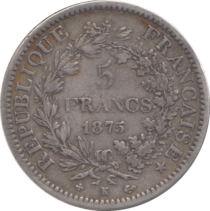 1875 SILVER FRANCE 5 FRANCS