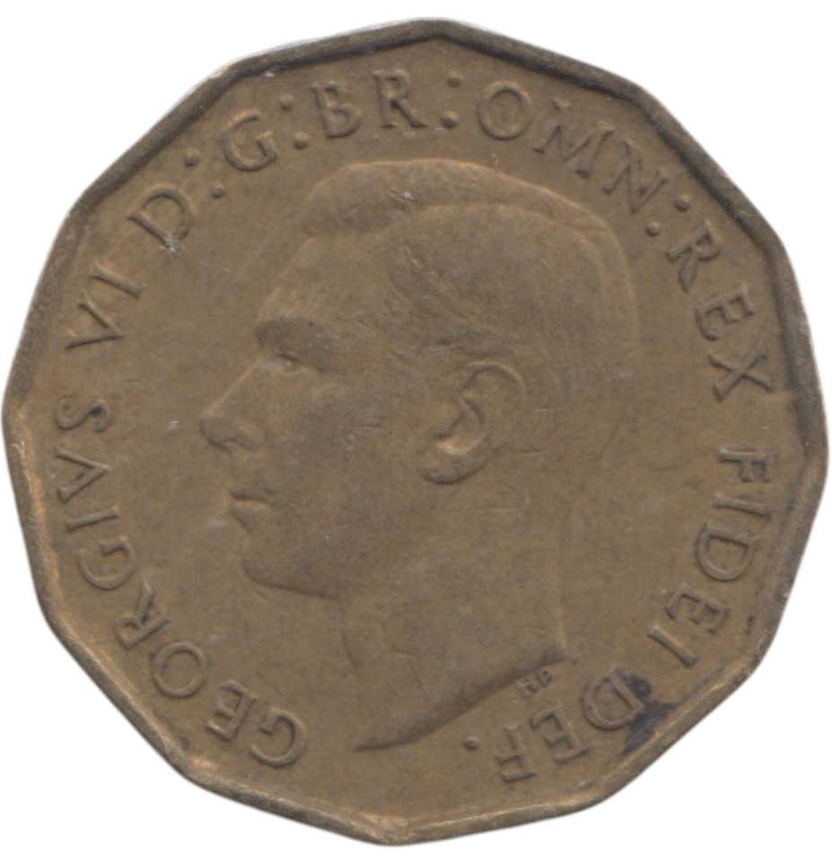 1949 BRASS THREEPENCE ( GVF ) REF 3