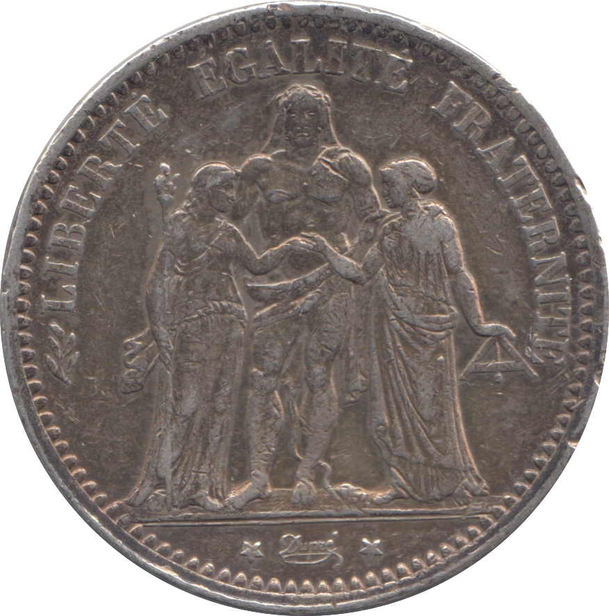 1875 SILVER FRANCE 5 FRANCS