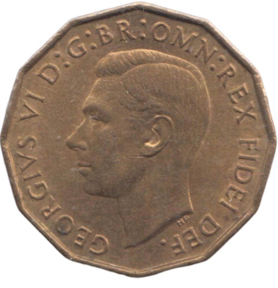 1951 BRASS THREEPENCE ( AUNC ) REF 19