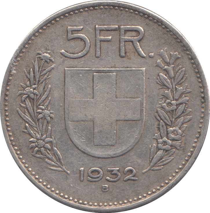 1932 SILVER 5 FRANC SWITZERLAND