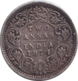 1874 SILVER TWO ANNAS INDIA