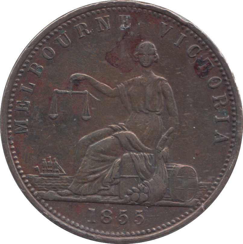 1855 AUSTRALIA PENNY TOKEN MELBOURNE