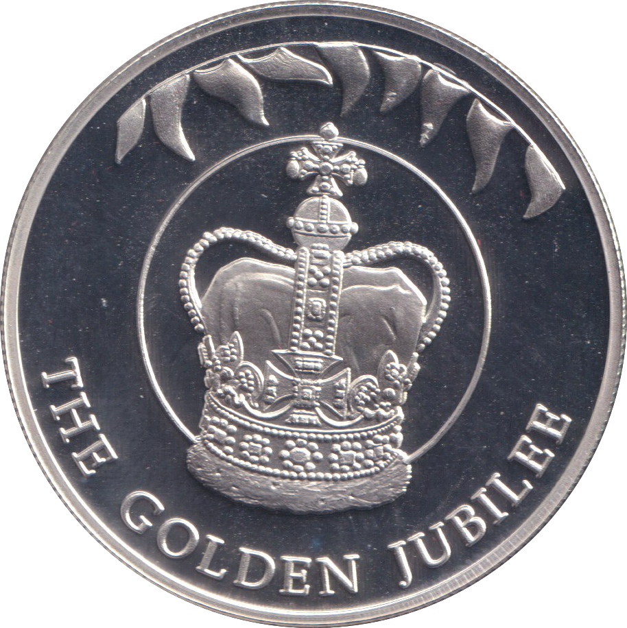 2002 SILVER PROOF THE GOLDEN JUBILEE FIVE POUND FALKLAND ISLANDS