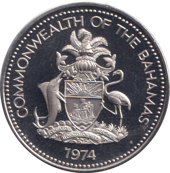 1974 25 CENTS BAHAMAS