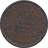 1841 BIRMINGHAM FARTHING TEA TOKEN