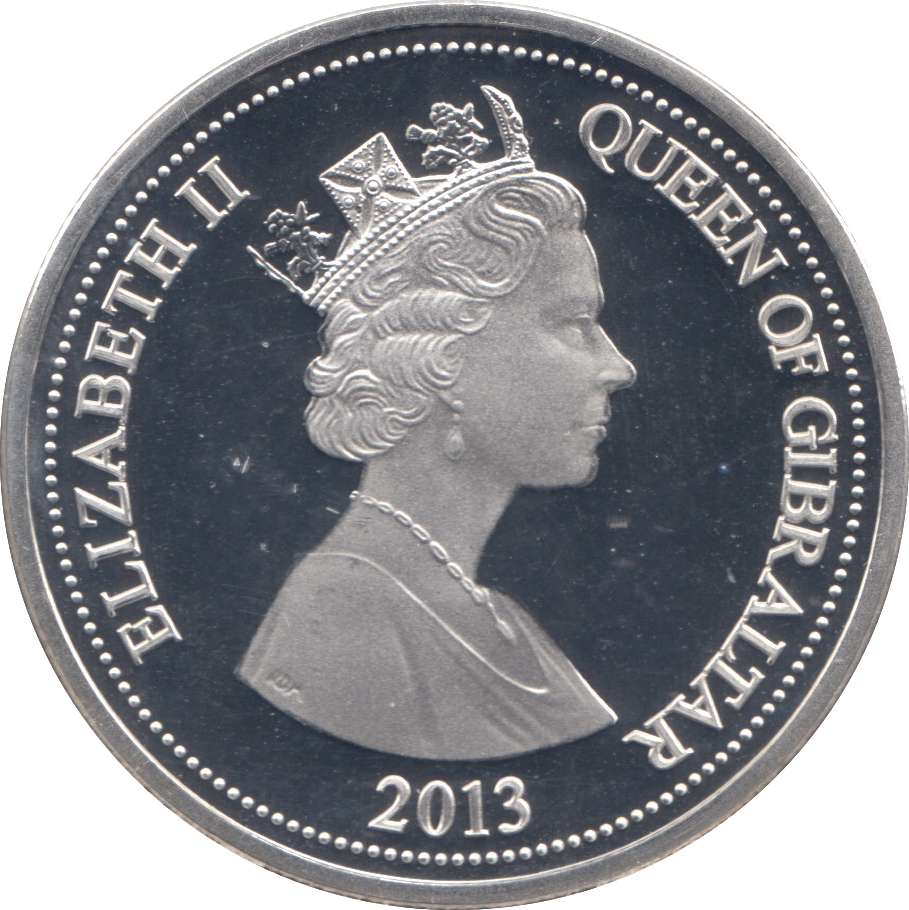 2013 SILVER PROOF FIVE POUNDS GIBRALTAR