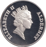 1996 SILVER PROOF FIVE POUNDS ALDERNEY