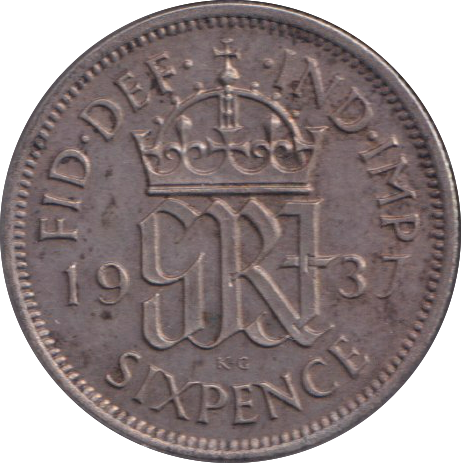 1937 SIXPENCE ( UNC )