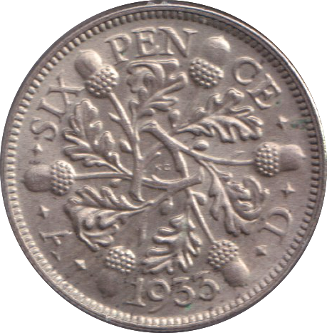 1933 SIXPENCE ( UNC )