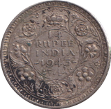 1943 SILVER 1/4 RUPEE INDIA
