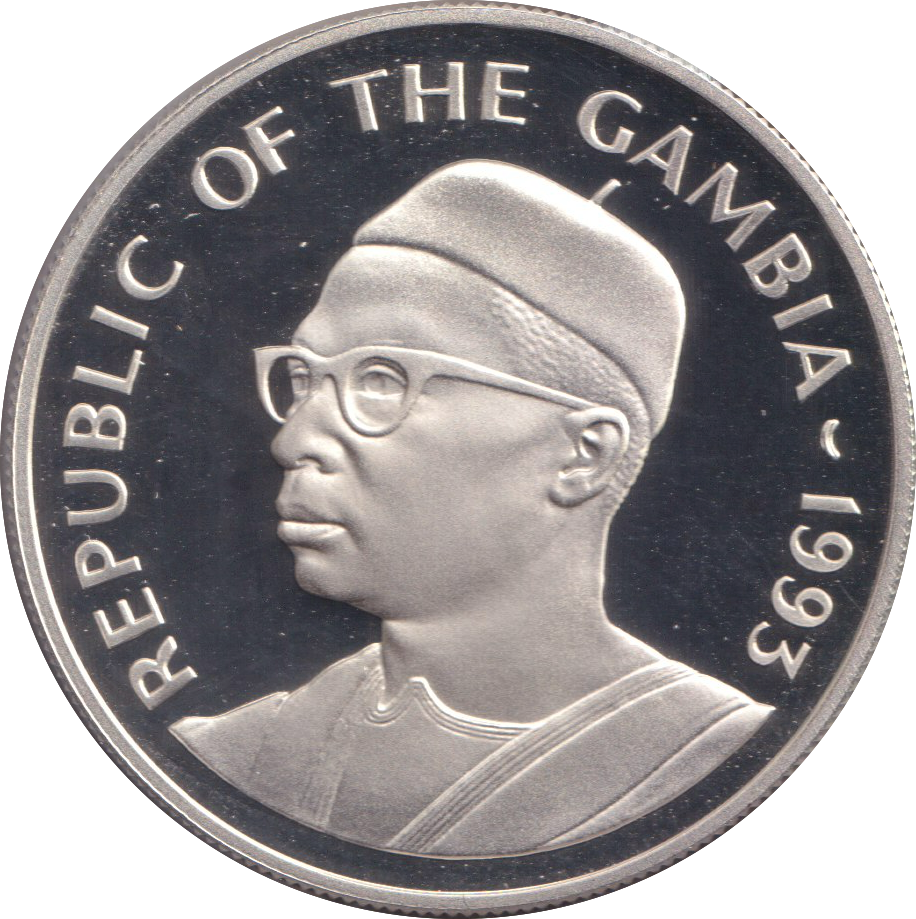 1993 SILVER PROOF TWENTY DALASIS REPUBLIC OF THE GAMBIA