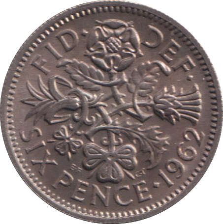 1962 SIXPENCE ( BU )