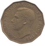 1949 BRASS THREEPENCE ( GVF ) REF 4