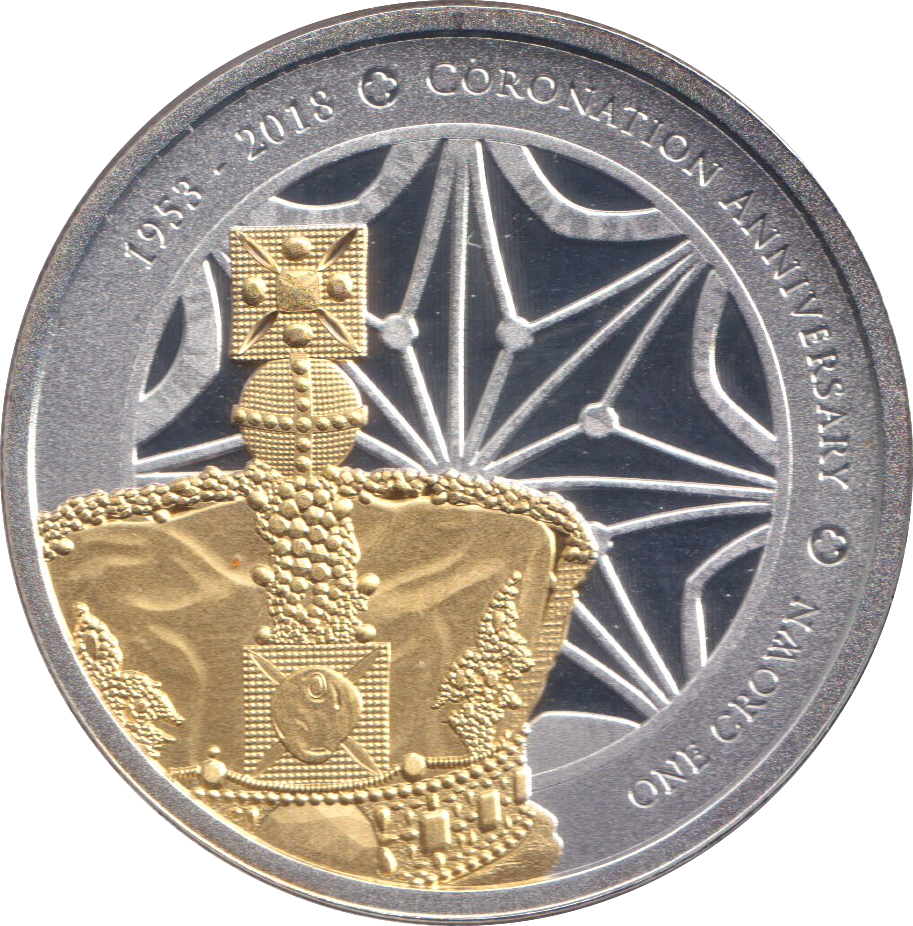 2018 CORONATION ANNIVERSARY SILVER PLATED FIVE POUND TRISTAN DA CUNHA