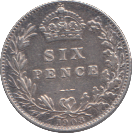 1908 SIXPENCE ( GVF )