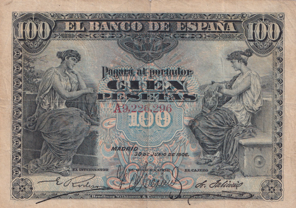 1906 100 PESTAS BANKNOTE SPAIN REF-1619