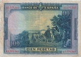 1928 100 PESTAS BANKNOTE SPAIN REF-1634