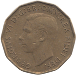 1949 BRASS THREEPENCE ( GVF ) REF 5
