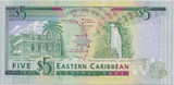 1993 FIVE DOLLARS EASTERN CARIBBEAN BANKNOTE REF-1792