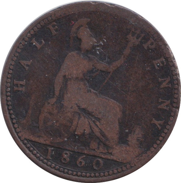 1860 HALFPENNY ( FINE )
