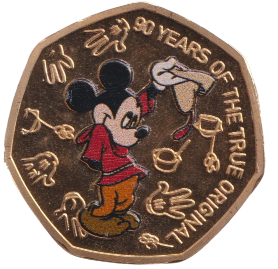 2021 50P SHAPED COIN MICKEY MOUSE