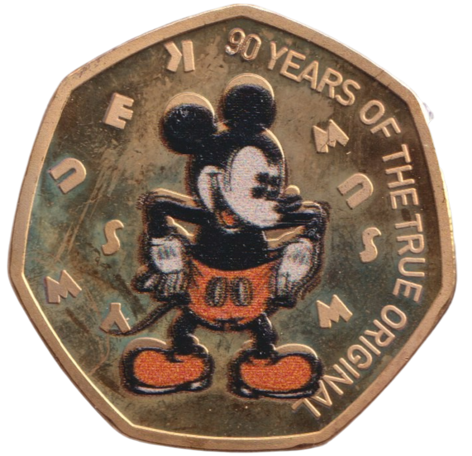 2021 50P SHAPED COIN MICKEY MOUSE