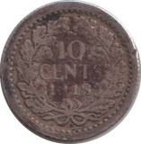 1918 SILVER 10 CENT NETHERLANDS