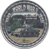 2019 SILVER PLATED WORLD WAR II COMMEMORATIVE COIN M4 SHERMAN MEDIUM TANK