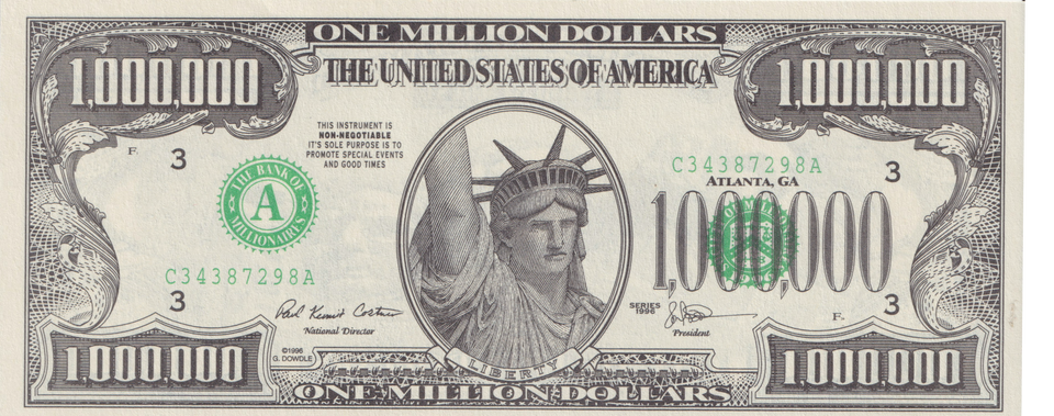 1996 FANTASY 1,000,000 DOLLAR BANKNOTE REF-1738
