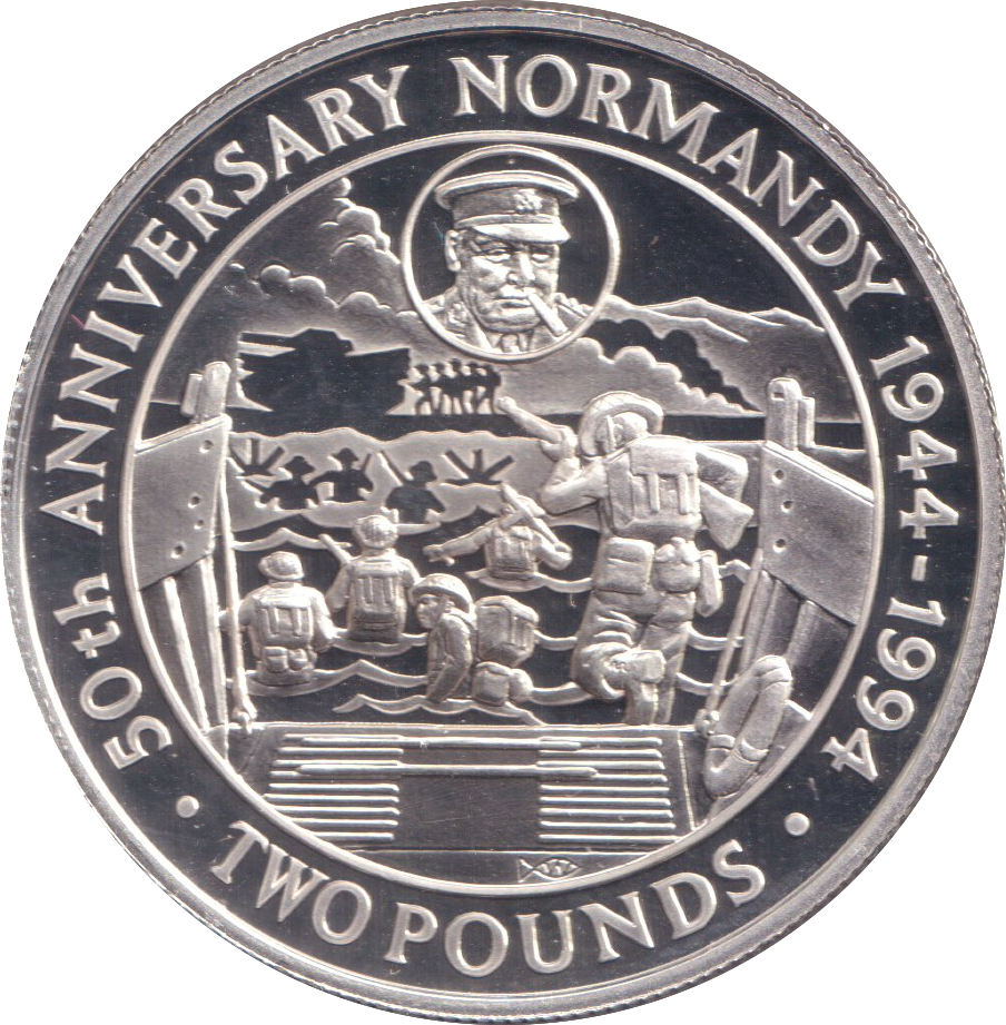 1994 SILVER PROOF TWO POUNDS ANNIVERSARY NORMANDY BAILIWICK OF GUERNSEY