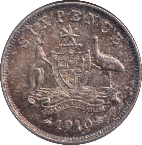 1910 SILVER SIXPENCE AUSTRALIA