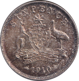 1910 SILVER SIXPENCE AUSTRALIA