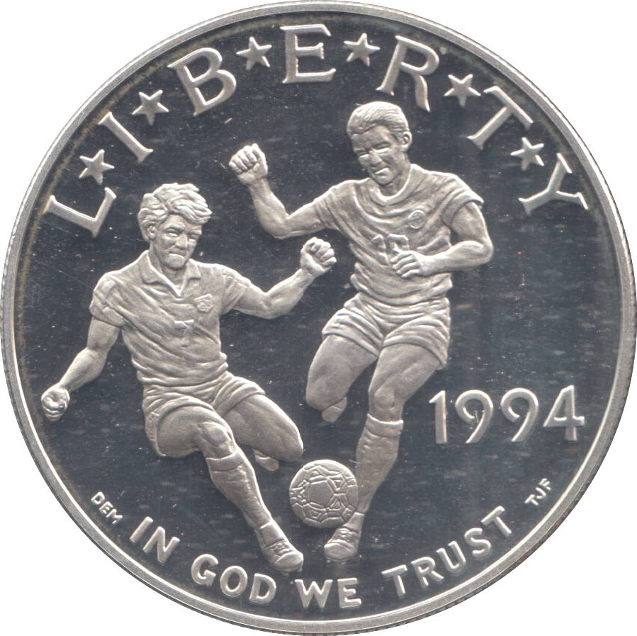 1994 USA SILVER PROOF WORLD CUP LIBERTY DOLLAR