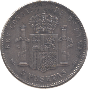 1881 SILVER SPAIN 5 PESTAS